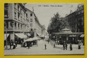 Ansichtskarte AK Genf / Molard Platz / 1919 / Straßenansicht – Kiosk – Wartehalle – Geschäfte